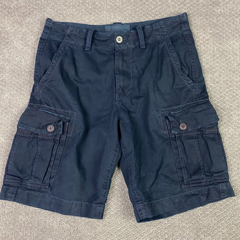 American Eagle Outfitters Cargo Shorts Men's 32 Black Military Hiking Outdoor 11